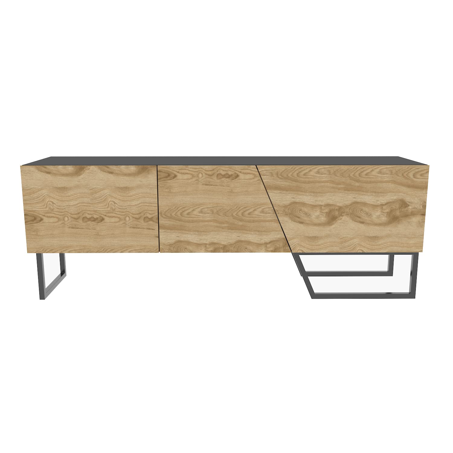DECOROTIKA - Parla TV Stand TV Unit TV Cabinet Entertainment Centre with Storage (Black, Oud Pattern and Black)