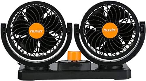 FuriAuto Car Cooling Air Fan with Dual Heads 360 Rotating 8 inch 24v