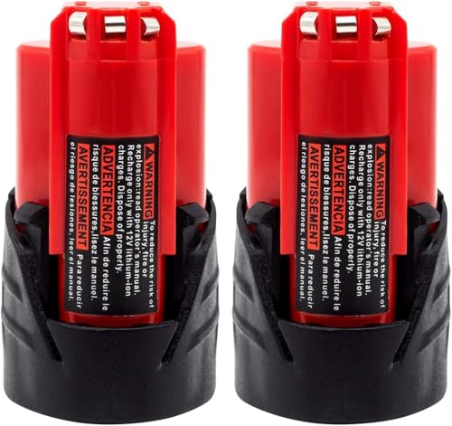 Battery Replacement for Milwaukee M-12 : 12v Batteries 3.0 ah Lithium Compatible with Milwaukee 12 Volt Cordless Power Tools Heated Jacket 2 Pack 48-11-2411 48-11-2440 48-11-2420 48-11-2401 48-11-2425