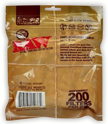 Back of RAW Regular Natural Unrefined Cotton Filter Tips package