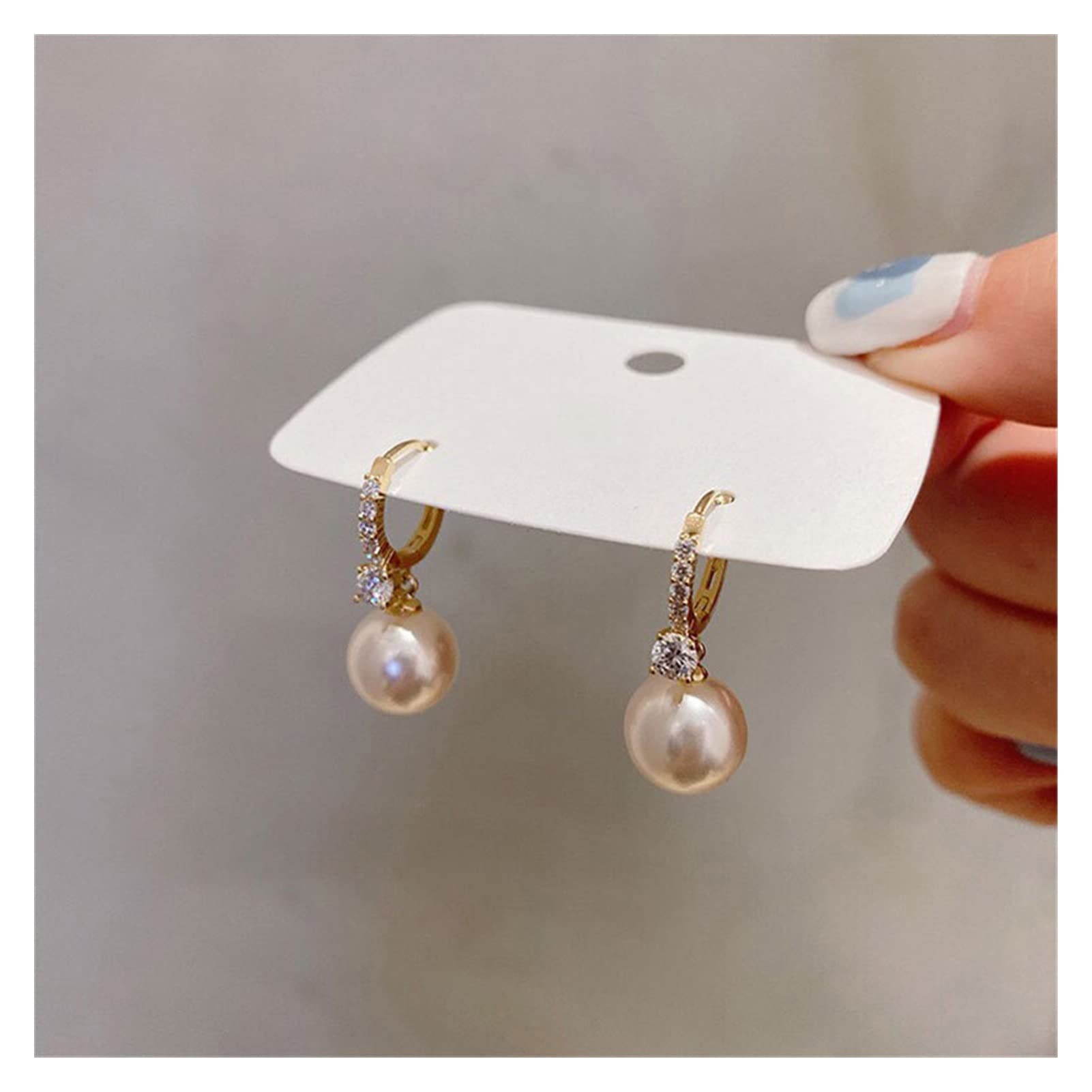 Creolen aus Sterlingsilber mit Perlen für Damen, schlicht, trendig, Temperament, Partyschmuck, High-End-Ohrringe (Edelsteinfarbe: Gold)