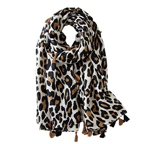 FENICAL Leopard Scarf Women Animal Print Scarf Long Scarf Cotton Shawl Scarf Gift Scarf Leopard Print Scarf