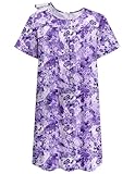 Deyeek Open Back Hospital Gowns for Women Post Surgery Tear Away Snap Dresses Women Soft Adaptive Clothing for Disabled XL