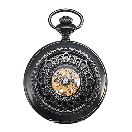 Reloj de bolsillo esqueleto mecánico ShoppeWatch con elegante esfera de bronce vintage