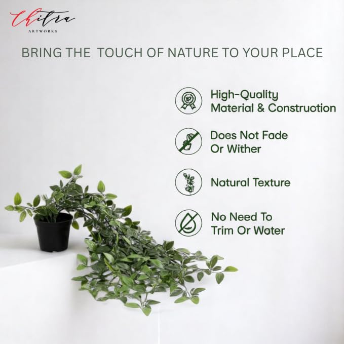 Image of Chitra Artificial Fern Plant with Pot Set of 6 Realistic Faux Greenery Indoor Decorative Plants for Home Living Room Office Tabletop Counter Decor Small Plastic Potted Plants for Shelf Desk Decoration