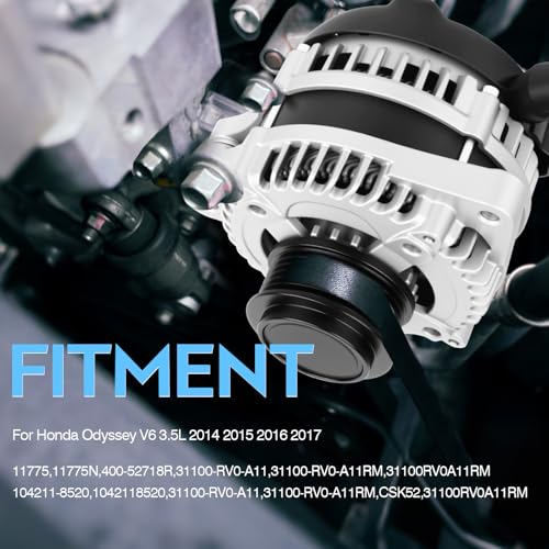 Image of New Alternator for Honda Odyssey V6 3.5L 2014 2015 2016 2017 High Output 130 Amp Alternator 11775,11775N,400-52718R,31100-RV0-A11,31100-RV0-A11RM,31100RV0A11RM,104211-8520,31100-RV0-A11