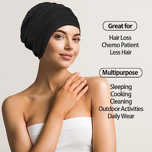 Kisumthy 4 Pieces Cotton Slouchy Chemo Beanies, Chemo Headwear Cancel Hats for Women with Hair Loss - Thumbnail 3