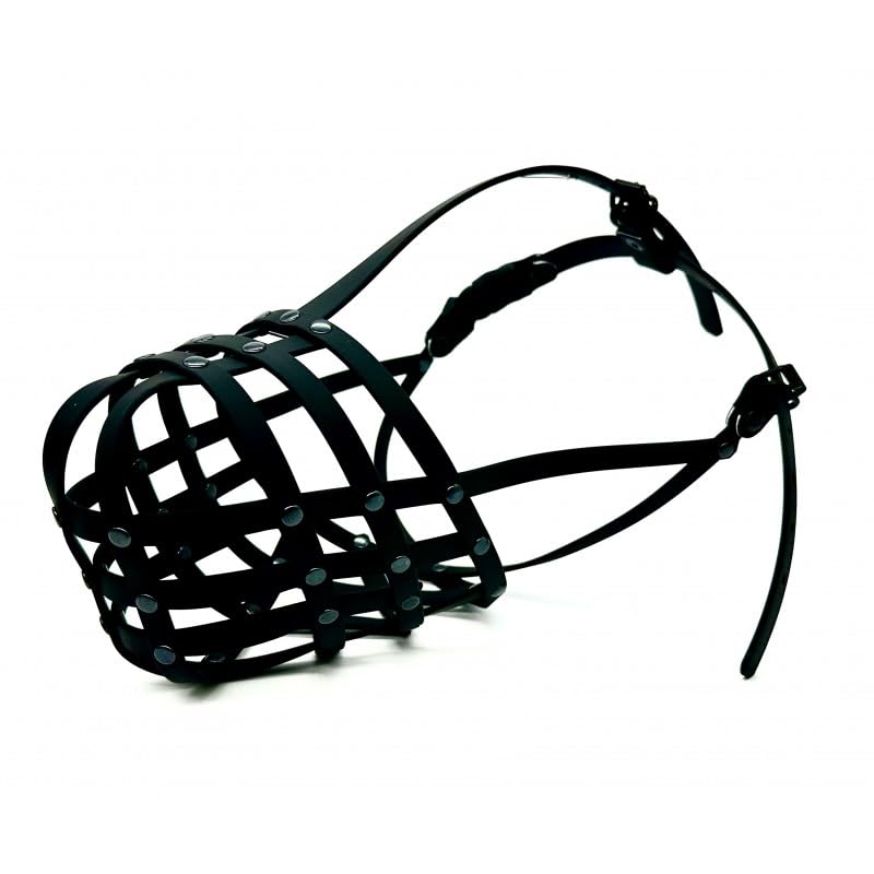 Strong Biothane Dog Muzzle for American Bully XL | Waterproof & Odour-Proof Basket Design | Durable Training Muzzle for Biting & Scavenging (BXL1, Black)