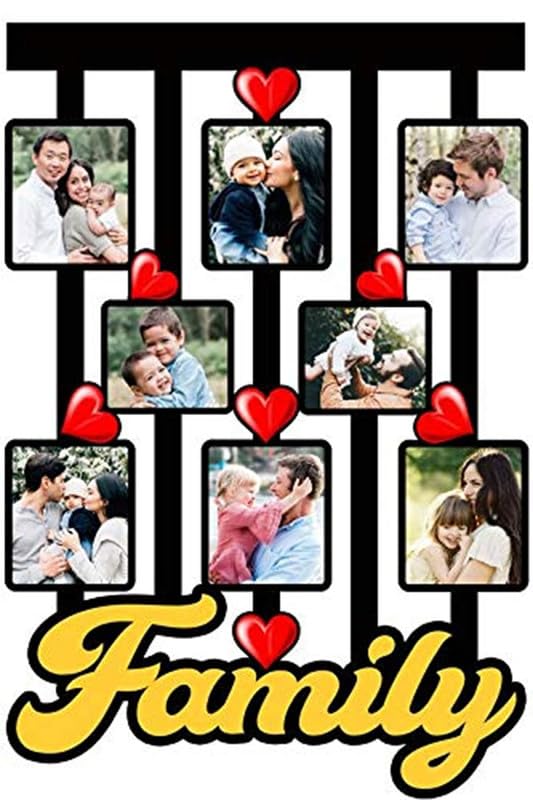 Image of Shri Kant Art Family Photo Frame Collage Wall Decor | Multi Photo Hanging Frame with Heart Design | Personalized Family Memories Display