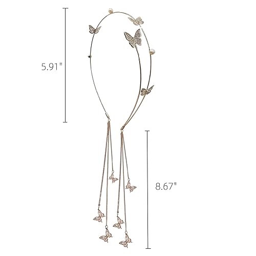 Miniatura 2 de TANG SONG 2 diademas de metal con diamantes de imitación, diadema de cristal con dije de mariposa, diadema de metal para niñas, corona de tiara,