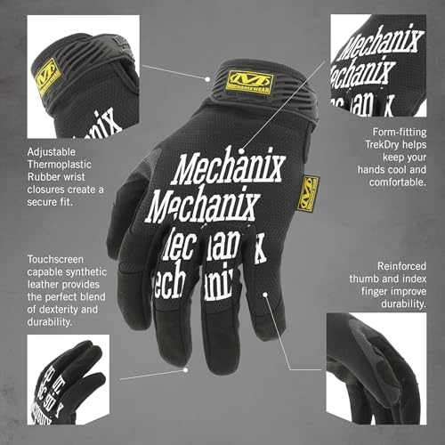 Image of Mechanix Wear Original Work Gloves - Multi-Purpose Outdoor Work Gloves - Secure Fit - Durable & Machine Washable - Breathable & Comfortable - Large - Black