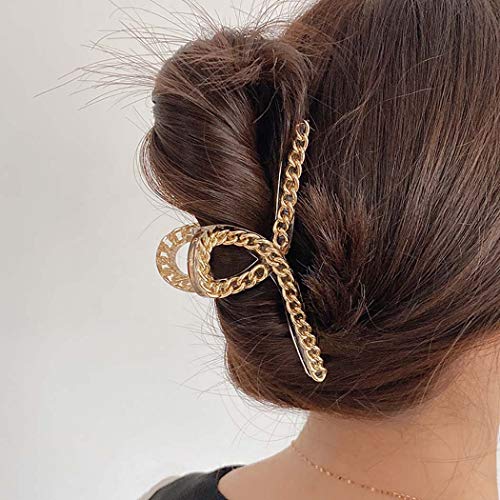 Woeoe French Glossy Hair Claw Champagne Cross Chain Plastic Hair Claw Clips Large Nonslip Outdoor Hair Jaw Clips for Women and Girls