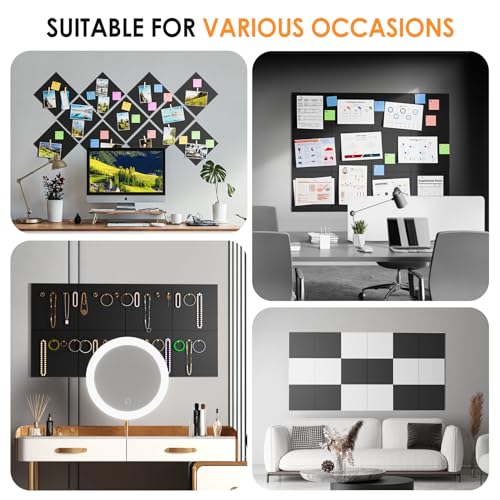 Image of MaxGear Felt Bulletin Board 48 inch x 36 inch, Black Felt Wall Tiles Wall Decor