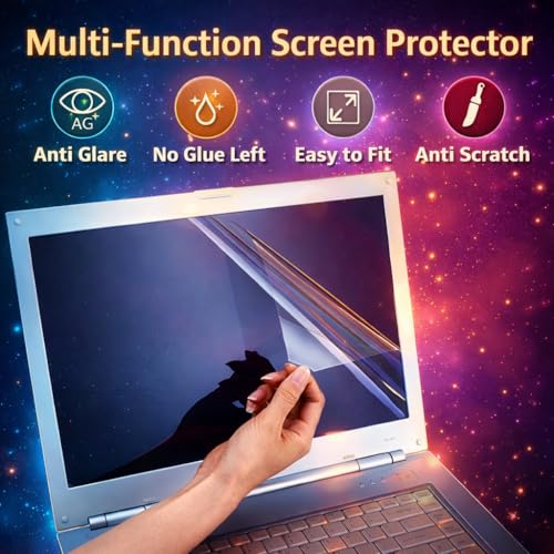 Image of Anjo 4 in 1 Combo Of 14 Inch & 16:9 Display Aspect Ratios Laptop Screen Protector, KeySkin, Body Lamination Trackpad Area & Lid-Back Side (Transparent)