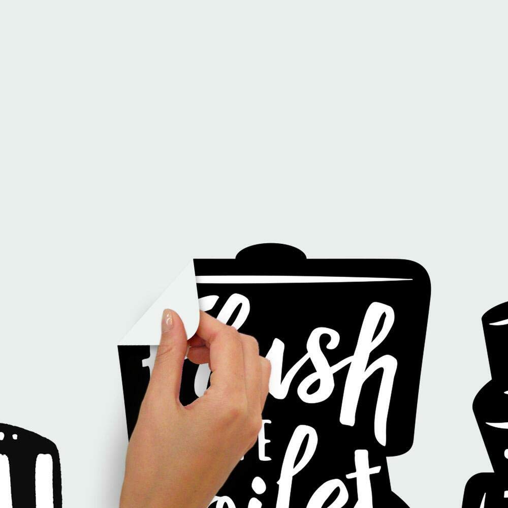 RoomMates Wash Your Hands Soap Quotes Peel and Stick Wall Decals, Black, White - Image 3