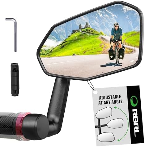 RBRL Bicycle Mirror, Extra Large Bike Mirror, 360° Adjustable Shatterproof and Durable Bar End Rear View Mirror Bicycle, Bicycle Side Mirror for E-Bike (Right)