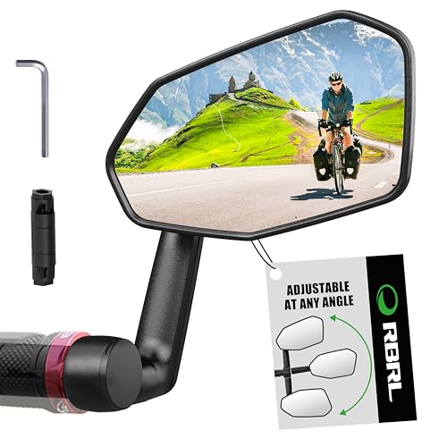 RBRL Extra Large Bicycle Mirror, 360 Adjustable Shatterproof and Durable Bar End Rear View Mirror for E-Bike (Right)