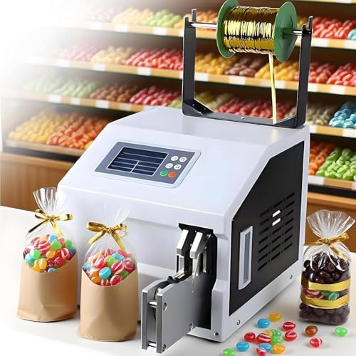 Automatic Gold Wire Tie Machine 400W for Wire Harness Bundling, Adjustable 2-8 Circles, Ideal for Supermarket, Bakery, Farm, Strapping Diameter 0.2-1.2in, Includes 300m Gold Twist Wire