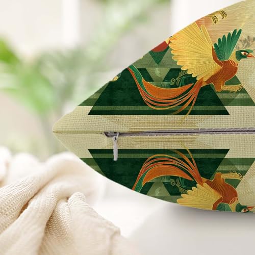 Housse de coussin avec fermeture invisible et impression double face oiseau