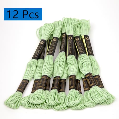 Image of 12 Skeins Embroidery Cotton Floss is 100% Egyptian Long Fiber Cotton of 9yds Each Cottons Cross Stitch Thread for Hand Embroidery DIY Creation and Friendship Bracelet String.(12, White)