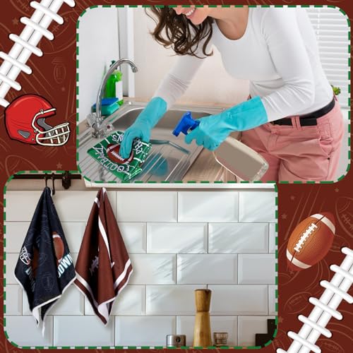 Preboun LEN-PREBOUN-11738 4 Pcs Football Kitchen Decorative Towels Football Hand Dish Towels Microfiber Kitchen Towels Absorbent Tea Towel Sport Hand Drying Cloth Towel thumb #5