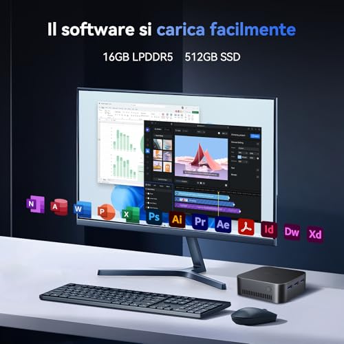 MP80 W-11 Pro Mini PC Intel 12th N97, 16GB DDR5 RAM (Haut de Gamme, bat DDR4 de 35%) 512GB M.2 SSD Mini Computer, Supporta Doppia LAN, 3*HDMI 4K, USB 3.0 per Affari - PC Desktop - Immagine 4