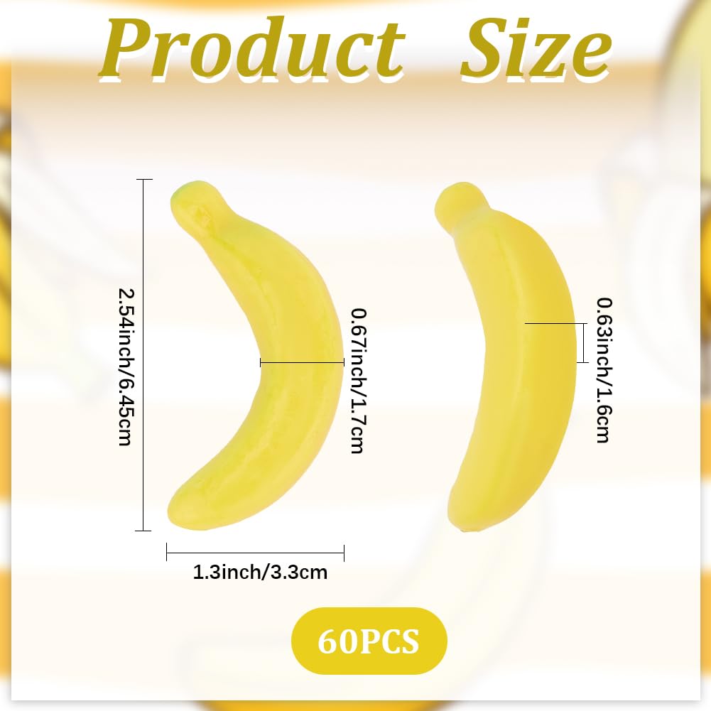 CRASPIRE 60Pcs Mini Artificial Banana Realistic Artificial Bananas Small Imitation Simulation Foam Lifelike Yellow Fruit Party Decor for Christmas Wedding Pretending Props Home Decoration Accessories - Image 2