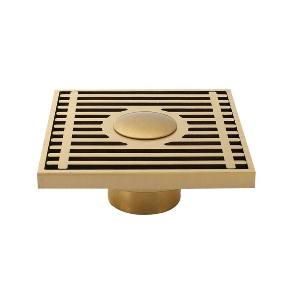 Desagüe de Ducha Cuadrado de latón de 4 Pulgadas con Tapa extraíble, desagüe de baño con Filtro para Cocina, baño, Garaje y sótano.