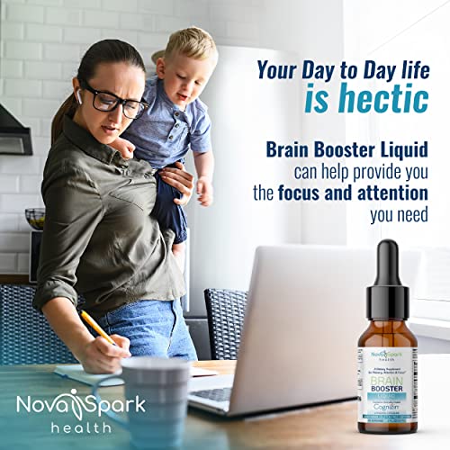 Novaspark Health Brain Booster Liquid Supports Memory, Focus, And Attention*- Nootropic Brain Support Supplement*, Brain Health Supplements For Adults, Great Lemon Flavor, 60 Days #TOP3