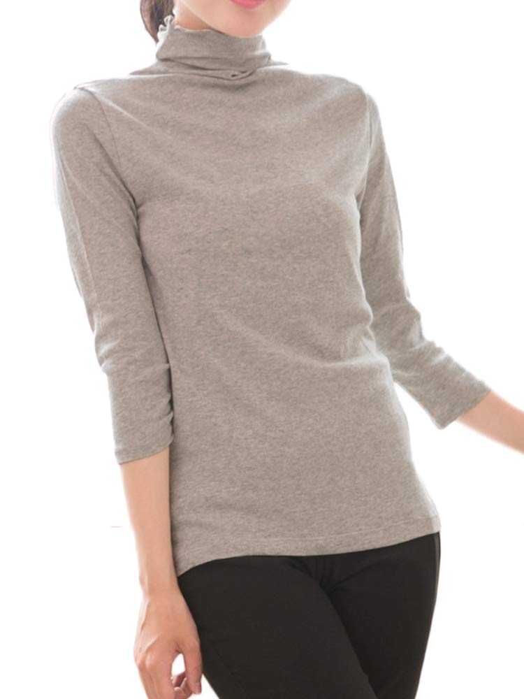 [Lily Bell] リリーベル UVカット タートルネック レディース Ｔシャツ 七分袖 紫外線対策