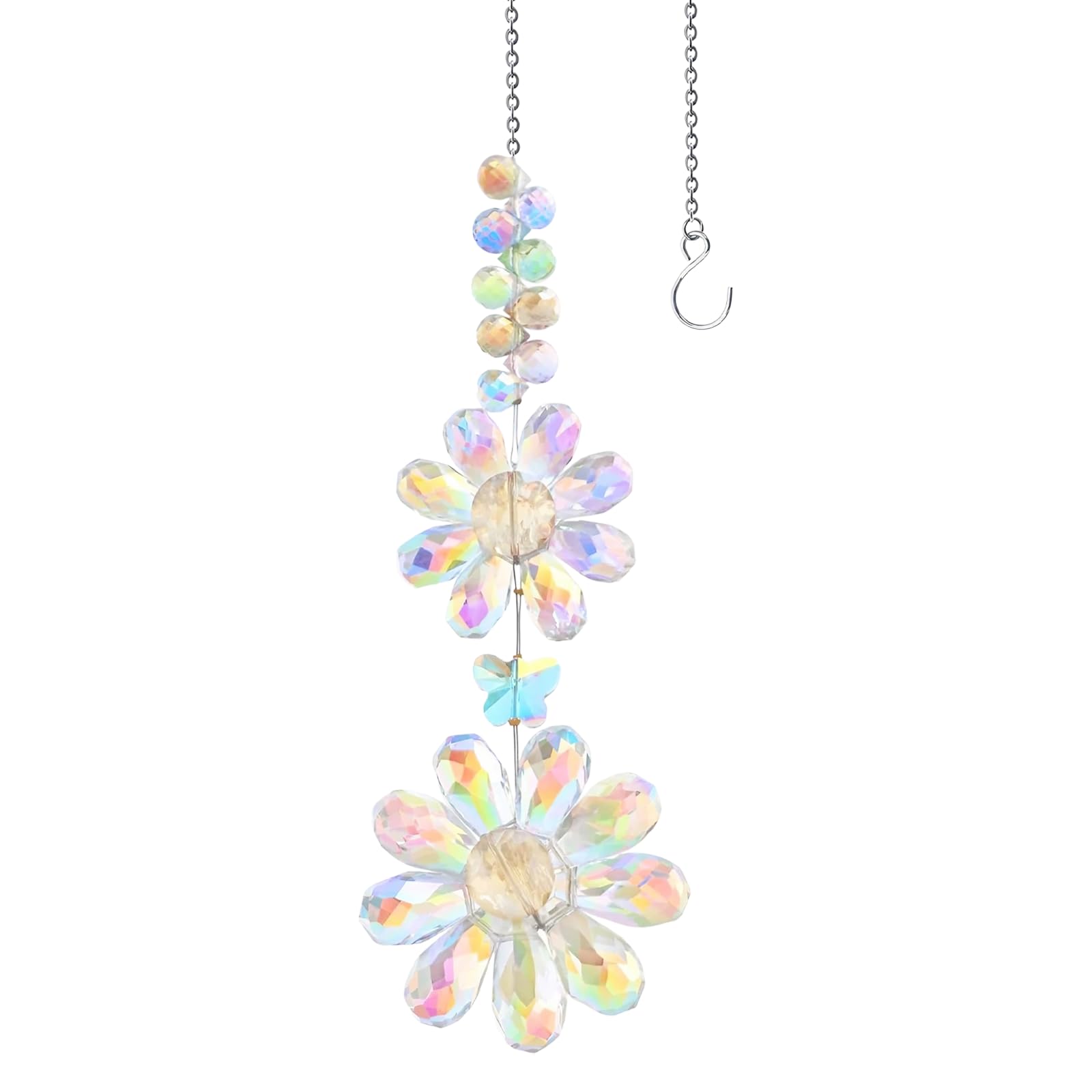 Crystal Sunflower Suncatchers Hanging Ornaments, Glistening Flower Sun Catchers for Windows, Sun Catcher Crystals, Window Rainbow Maker with Prisms for Living Room, Garden, Kids Room