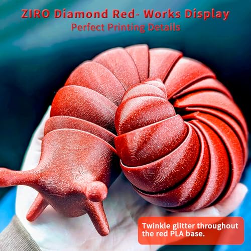 Image of ZIRO 3D Printer Filament, 1.75mm Shiny Sparkle PLA with Glitter, Diamond Series Filament, Twinkling PLA 1kg /2.2lbs Spool, Colorful Material, Dimaond Red