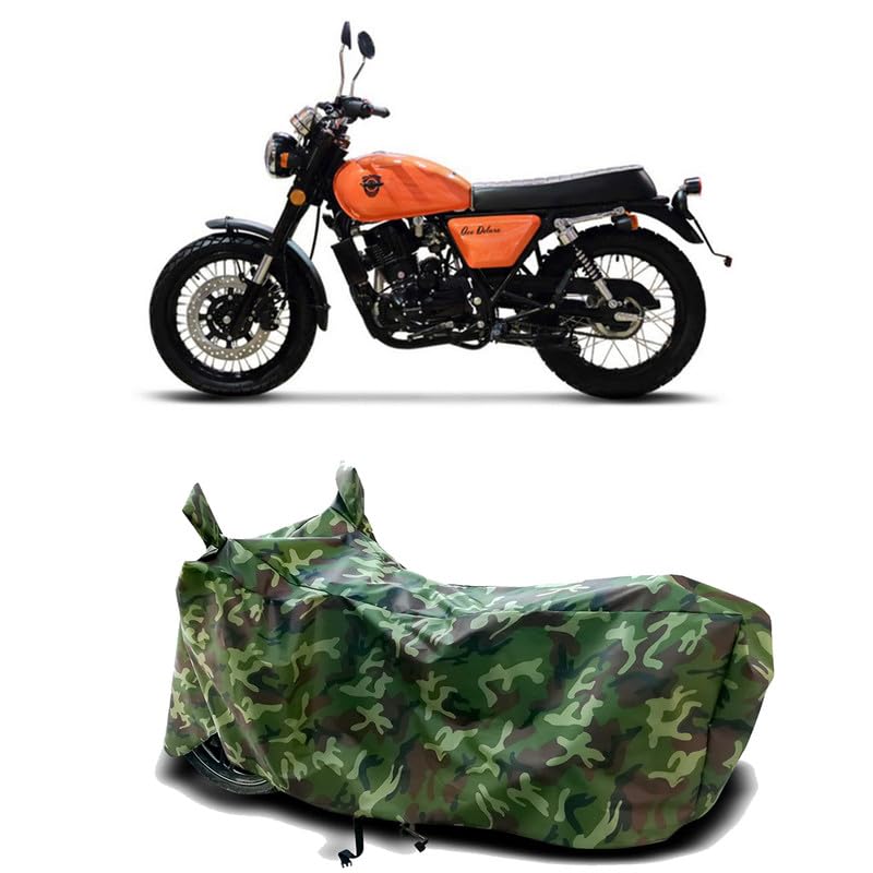 Image of DUFFEL-100% Heat Protection Two Wheeler Bike /Scooty Body Cover for Cleveland Cyclewerks Ace Deluxe Water Resistance /UV-Rays /Birds Dropping /Scratchproof /Dust Proof /Waterproof[Green Jungle Print]