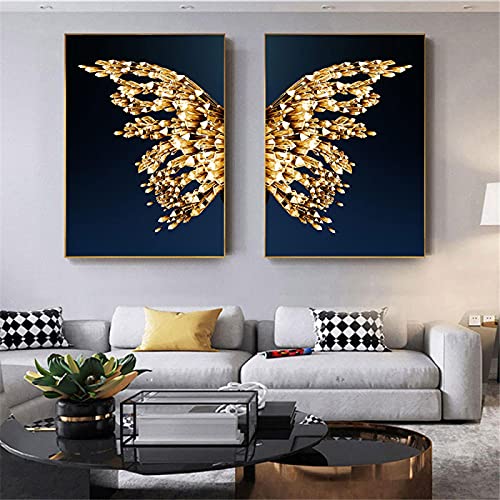 Affiches ailes de papillon d'or peinture abstraite poétique pour illuminer la maison - 3