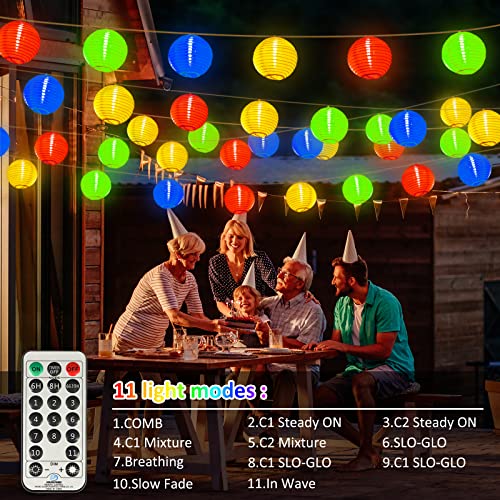 Led Lantern String Lights Outdoor Plug In, 40Ft Connectable Warm White & Multicolor Lantern Fairy Lights With Remote Control, 40 Led Lantern Fairy Lights Outdoor For Patio Balcony Garden Bedroom #TOP1