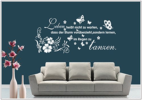 Deco-idea WandTattoo Sentencja "Leben heisst Nicht zu warten" wzt75(030 ciemnoczerwony, zestaw3: ok. 140 x 58 cm)