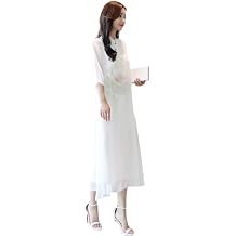 Women's Long Sleeve Cheongsam - Chinese Style Retro Traditional Cheongsam Women Autumn Summer White Elegant Embroid