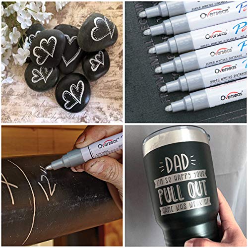 Lesun Silver Paint Pens Paint Markers, 12 Pack Waterproof Oil-Based Paint Pen Set Quick Dry And Permanent, Markers For Rock Painting, Stone, Ceramic, Wood, Fabric, Plastic, Canvas, Glass, Mugs, Tires #TOP2