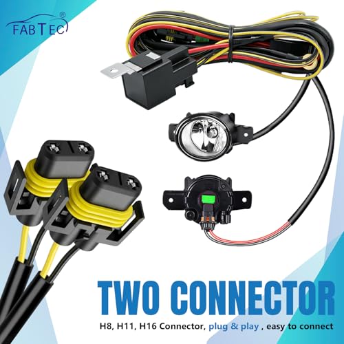 Image of FABTEC H8 / H11 Heavy Duty Relay Wiring Harness Kit Supports High Power UPTO 300 Watts, 5 Pin Adapter Cable Plug for HID Fog Lamps with Hi /Lo Beam Switch & Safety Fuse (No Bulbs Included)