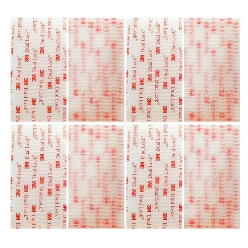 Hook and Loop Heavy Duty, 2in x 4in 8 Pcs Industrial Strength Mounting Tape for Indoor/Outdoor, Clear Self Sticky SJ3560 Reclosable Interlocking Fastener