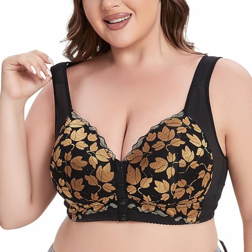 Ctreela Gathering Push up Everyday Bras Anti Sagging Underwear Plus Size U-Back Bralette Front Closure Bra for Big Breast3