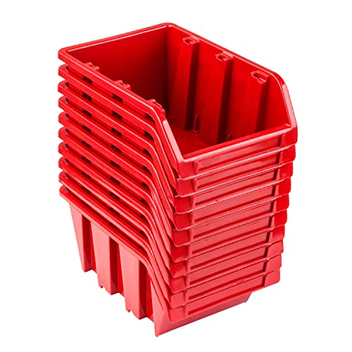 Juego de cajas apilables, 10 unidades, 70 x 100 x 155 mm, color rojo