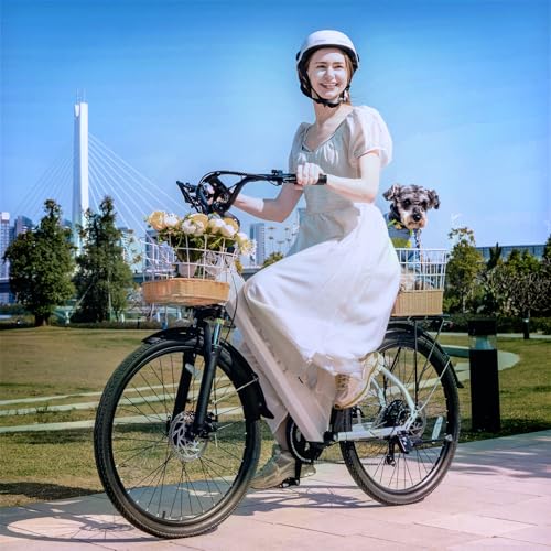 ZDZA Electric Bike for Adults, 1000W Peak Motor, 60 Miles 22Mph Electric Bike, 26" Commuter E Bikes with 48V 10.4Ah Removable Battery, Step-Thru Ebike, Adjustable Stem, 7-Speed & Front Suspension