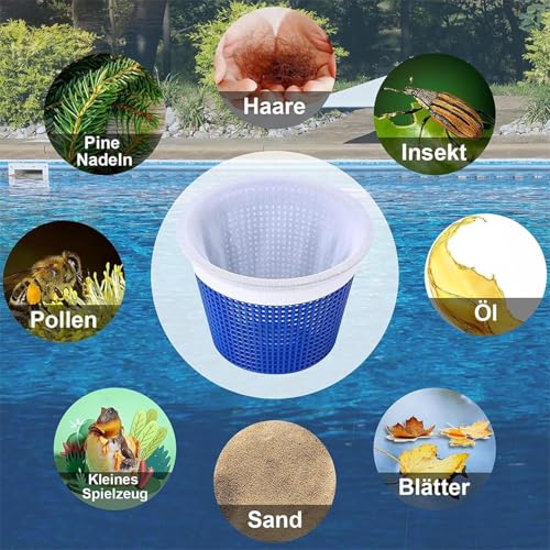 HSLPSM 6 Stück Pool Skimmer Socken, Filtersocken Skimmer, Skimmer Filter Netz für Schwimmbad Korb, Schwimmbad Pool Zubehör, Feinfilterung Skimmer Socken Gross