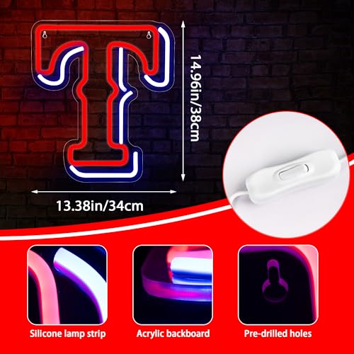 Image of Baseball Neon Sign for Wall Decor Rangere Baseball LED Light Up Sign Baseball Wall Decor Sports Neon Lights for Club Bedroom Man Cave Bar Sports Gifts for Men Boys Fans,Size 14.6 * 12.8 in(FMXD148)