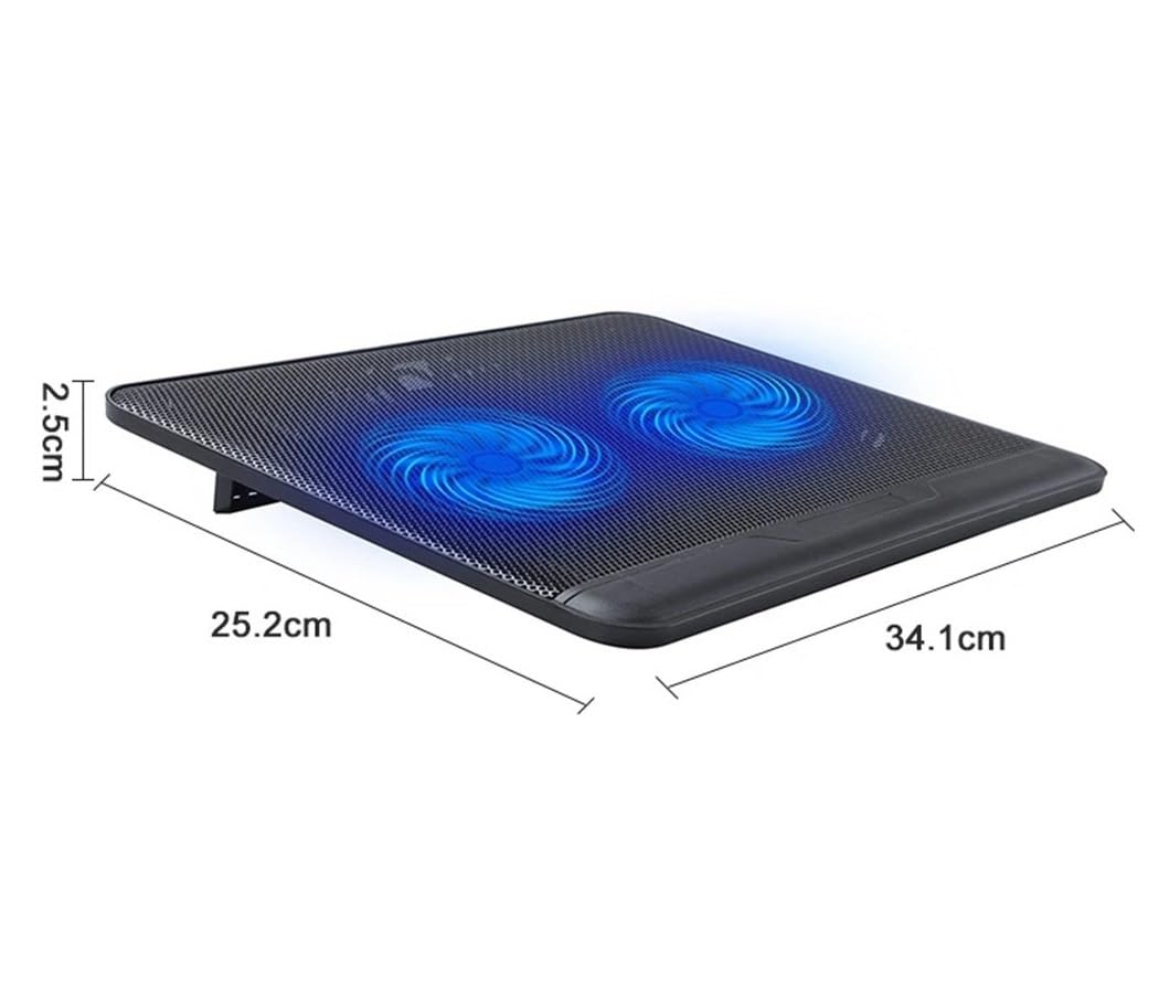 Refroidisseur Ordinateur Refroidisseur d'ordinateur Portable, Plaque de Refroidissement pour Ordinateur Portable, Support de Refroidissement de Jeu avec 2 Ventilateurs et USB