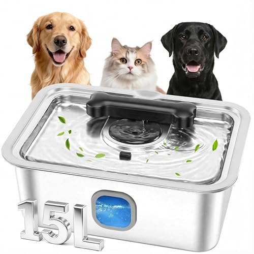 Teynouk Large Water Fountain for Dog Cat, 4Gallon Stainless Steel