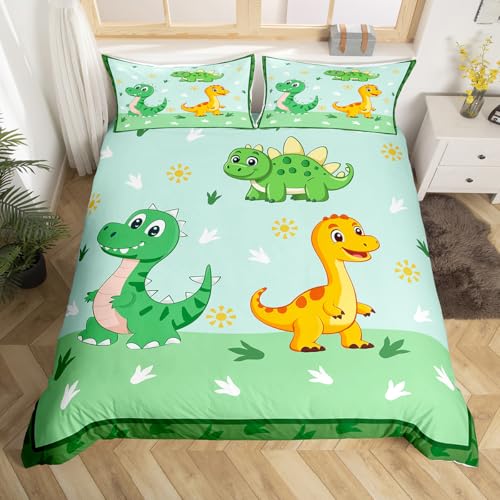 Homemissing Juego de ropa de cama con diseño de dinosaurios, para niños, niñas, adolescentes, funda de edredón transpirable, suave, ligera, de microfibra, para decoración de habitación