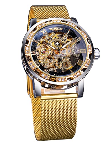FORSINING Retro Steampunk Skeleton Automatic Diamond Royal Carving Men's Watches Elegant Mechanical Wrist Watch Neutral Clock