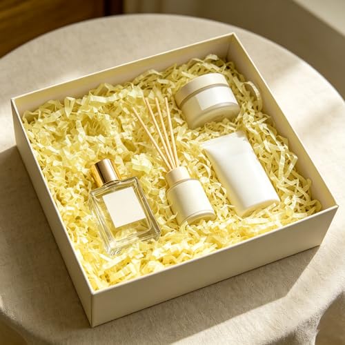 Image of Zankubom 1 /2LB Light Yellow Crinkle Cut Paper Shred Filler Great for Gift Wrapping, Light Yellow Basket Fillers, Birthday, Gift Wrapping, Halloween Thanksgiving Christmas Party Decor Filling Supplies